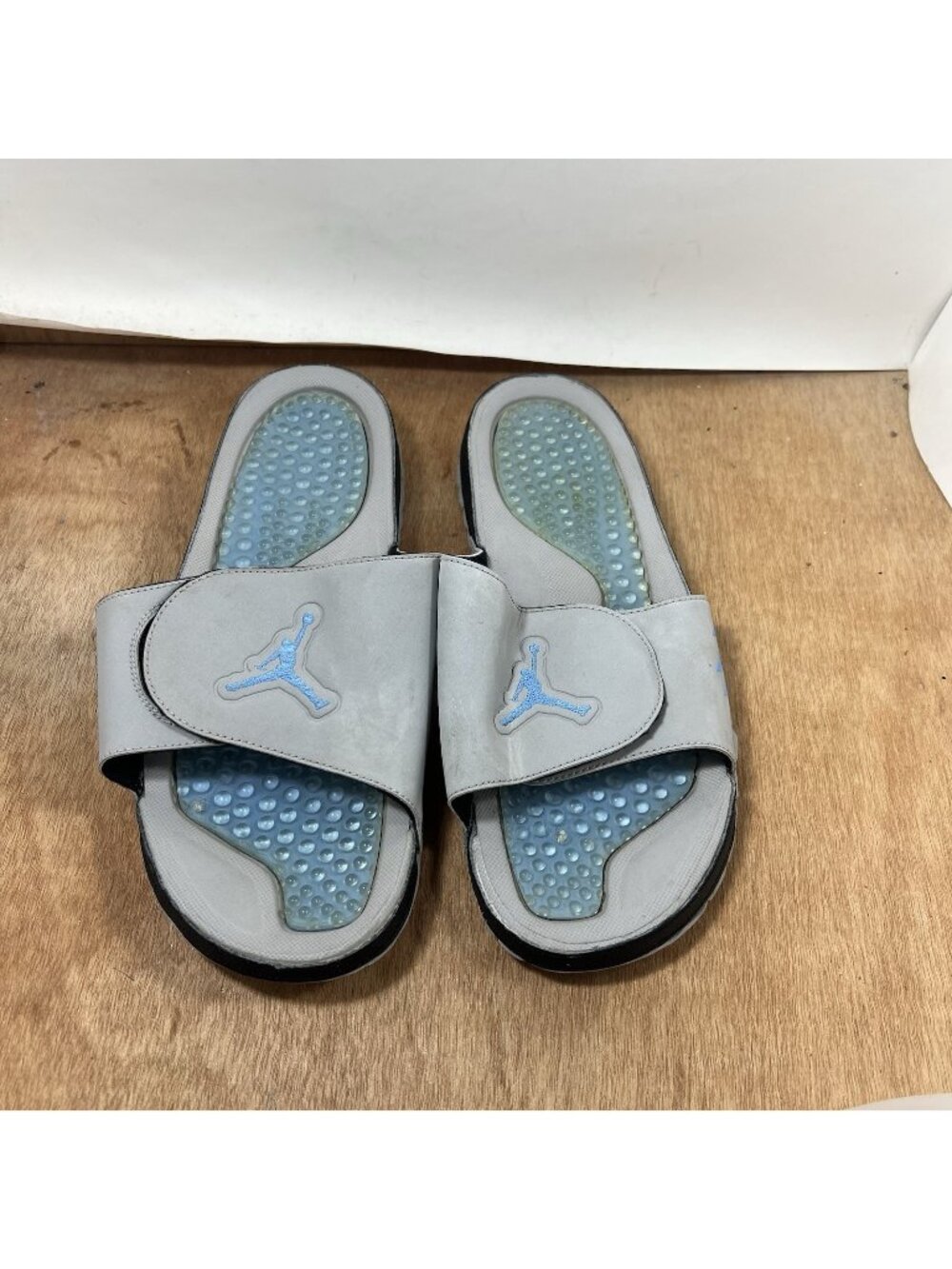 Jordan Slide Sandals Gray/Blue/White Logo Men's Size 12 Shoes 555501-007